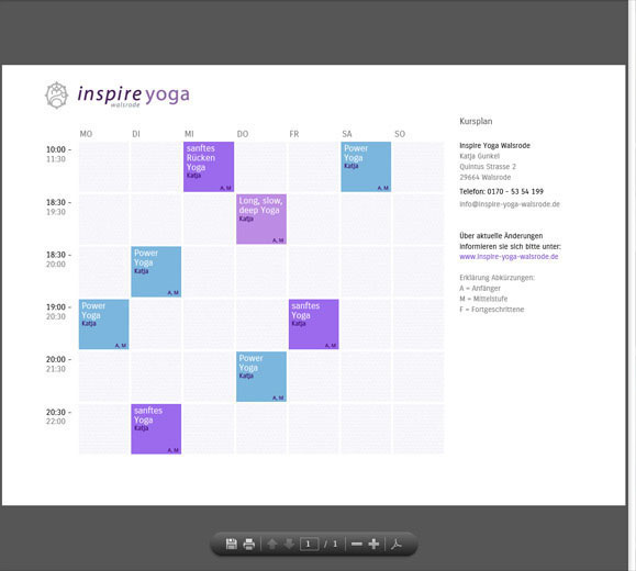 Internetauftritt Inspire Yoga