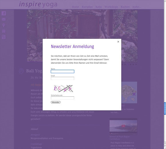 Internetauftritt Inspire Yoga