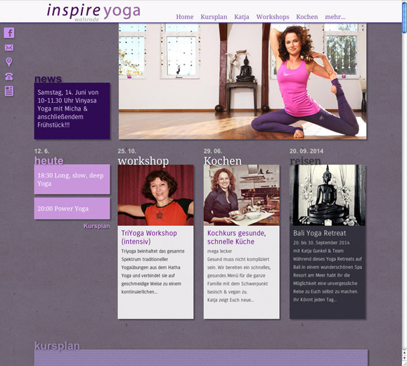 Internetauftritt Inspire Yoga
