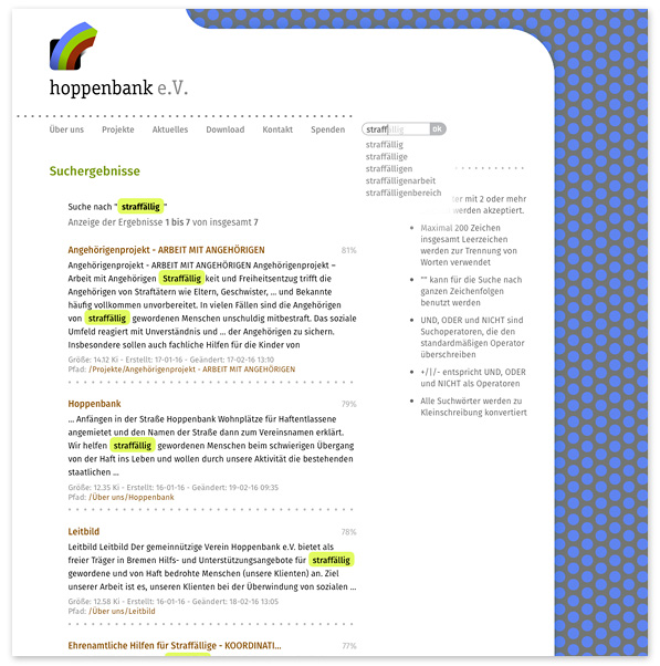 Hoppenbank e.V. Internet Redesign